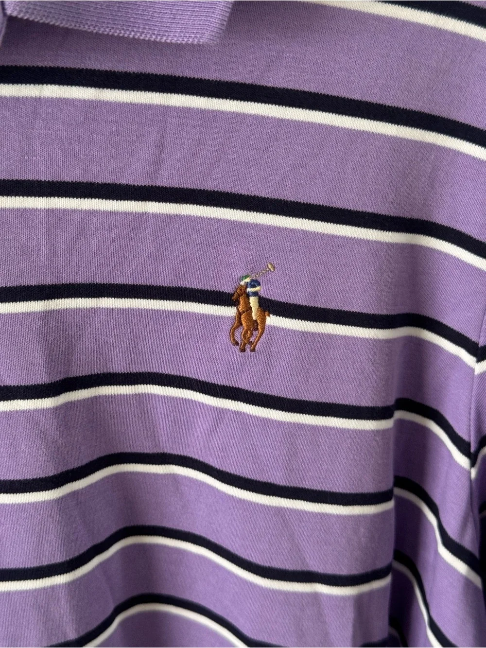 Polo Ralph Lauren Classic Fit Men's Size XL Purple Striped Polo Shirt Flesh Pony